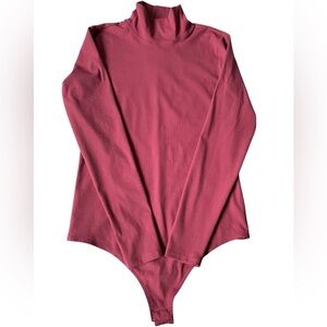 SPANX Suit Yourself Ribbed Mauve Long Sleeve Bodysuit Top L